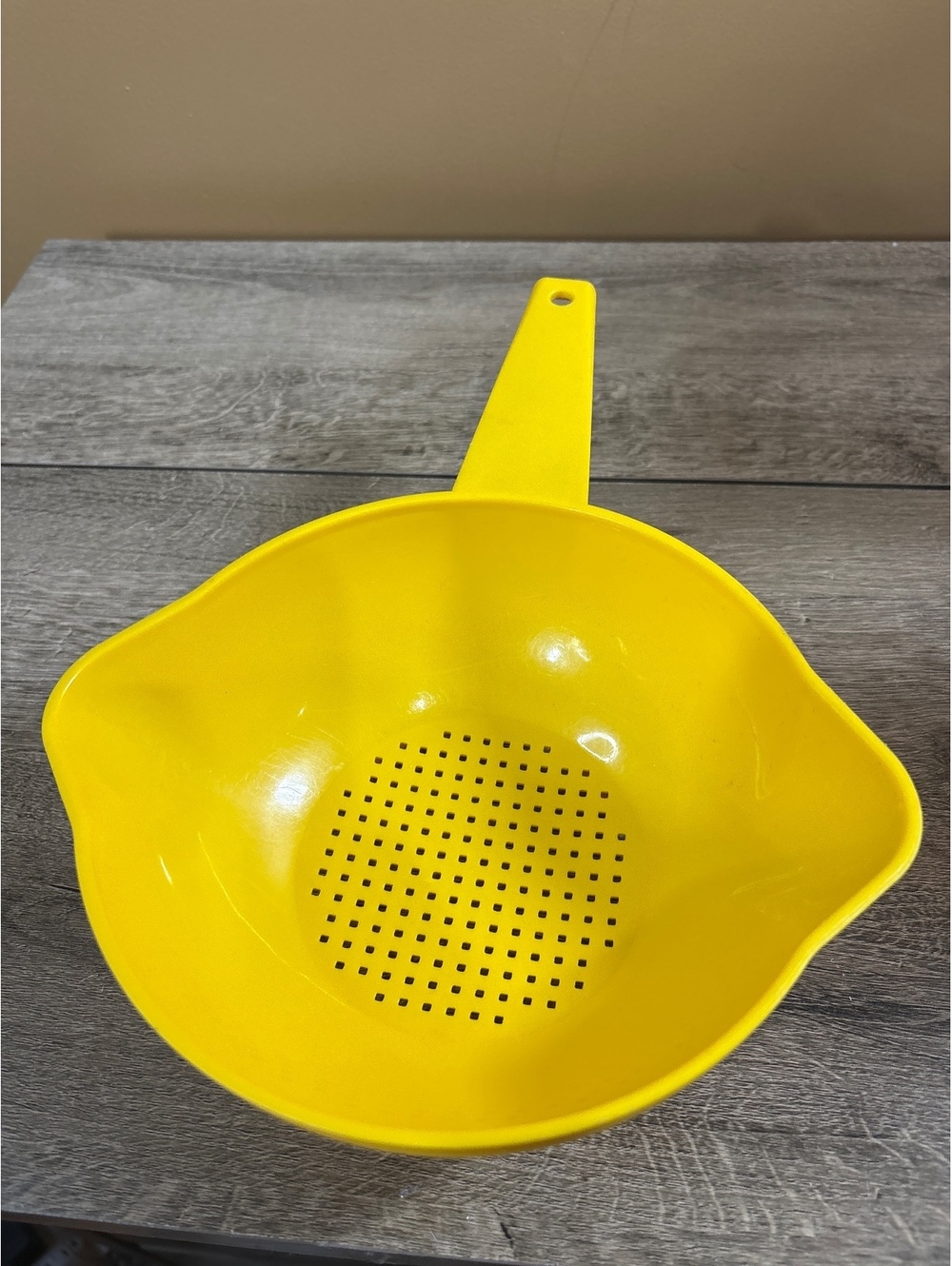 Vintage Yellow Tupperware Colander Strainer with Handle